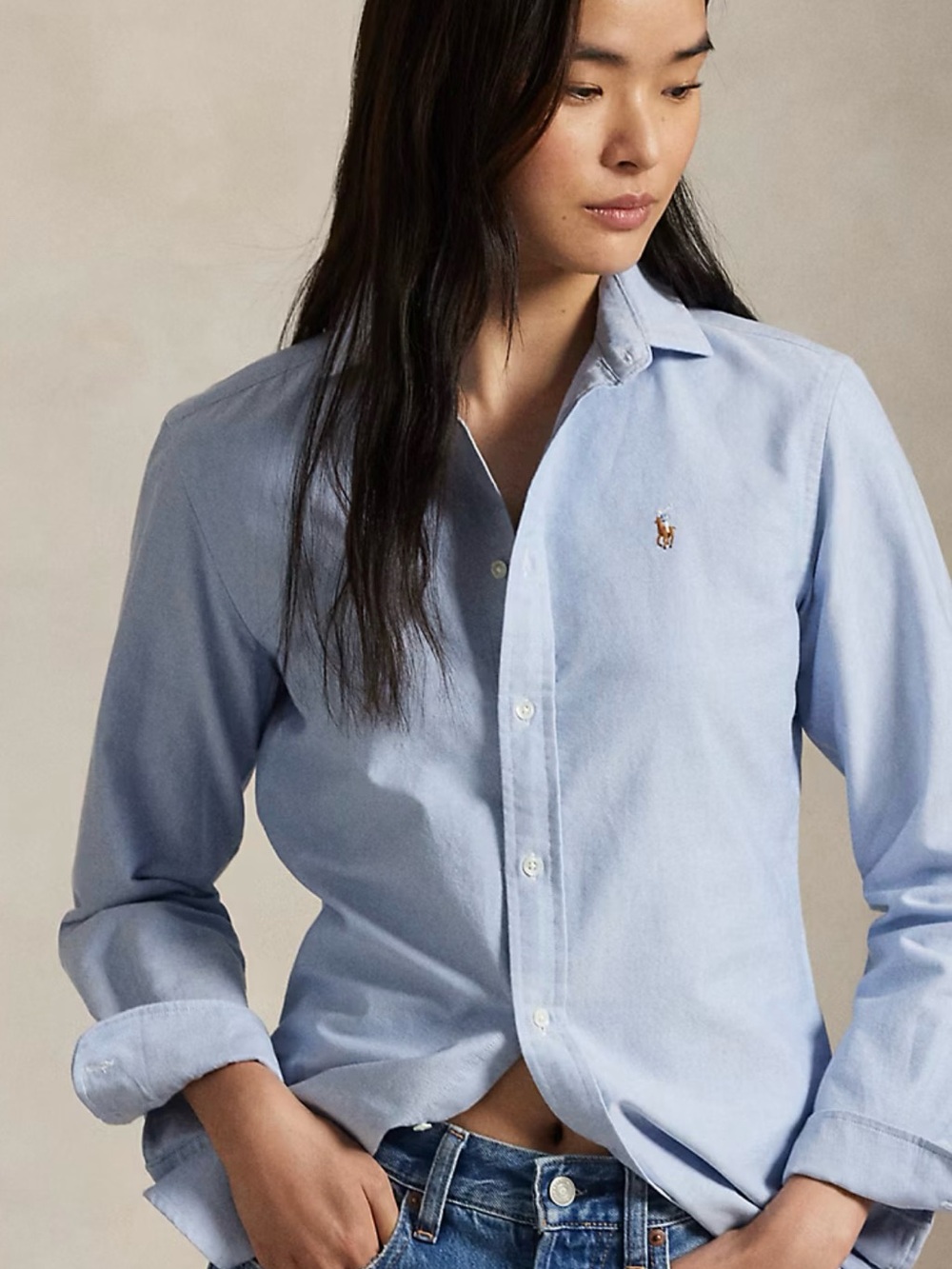 Ralph Lauren Light Blue Button-Down Oxford Shirt with Polo Logo